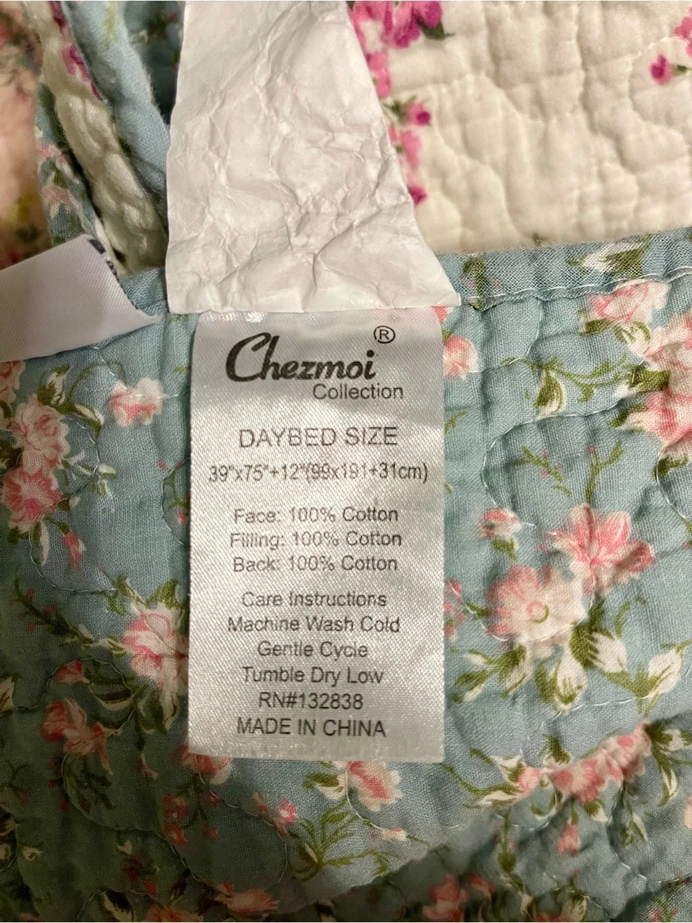 Floral Patchwork Daybed Quilt Set — Cream, Pink & Sage Green